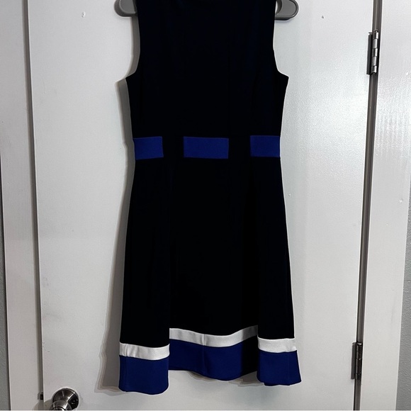 Enfocus Studio NWOT Blue White  Color Block Dress Size 8 - Picture 2 of 7